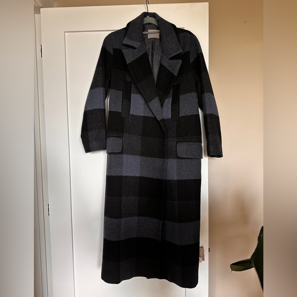ASOS Plaid Wool Blend Coat with front pockets and snap closures